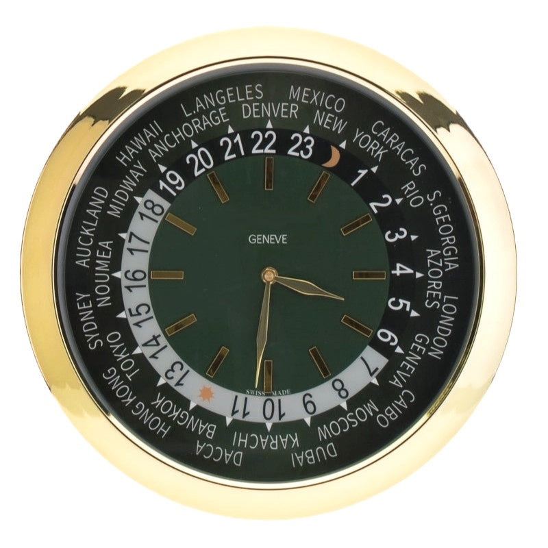 WorldTimer Gold and Green | Large Wall Clock