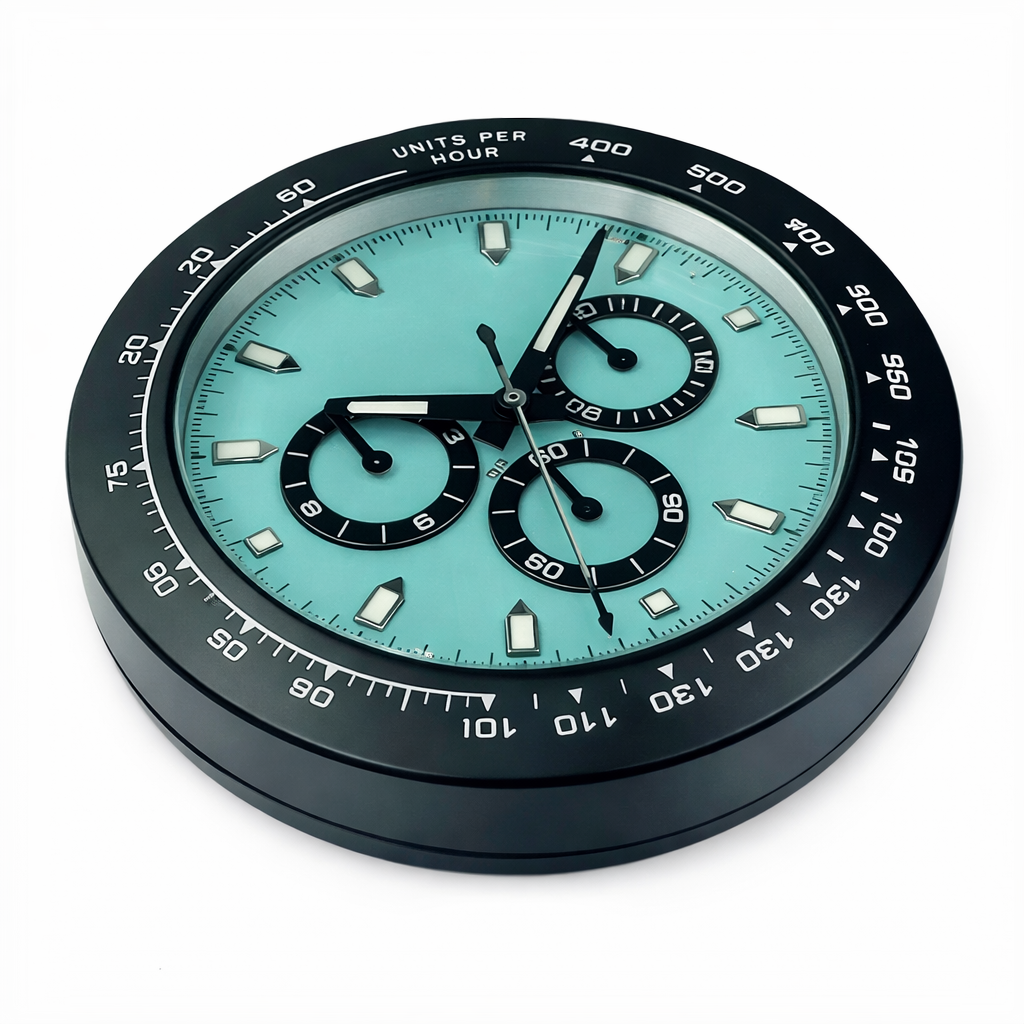 Rolex Daytona black and Tiffany wall clock side