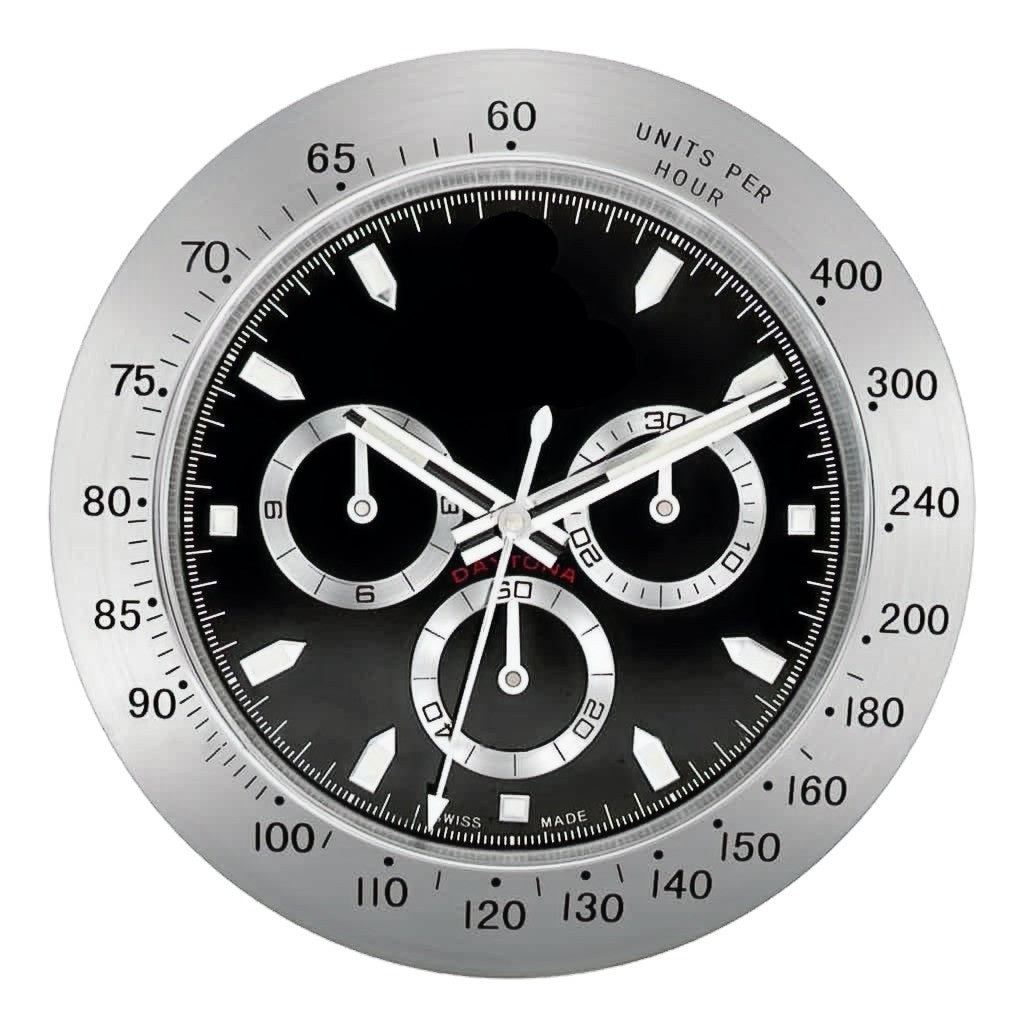 Daytona Style, Silver & Black | Wall Clock
