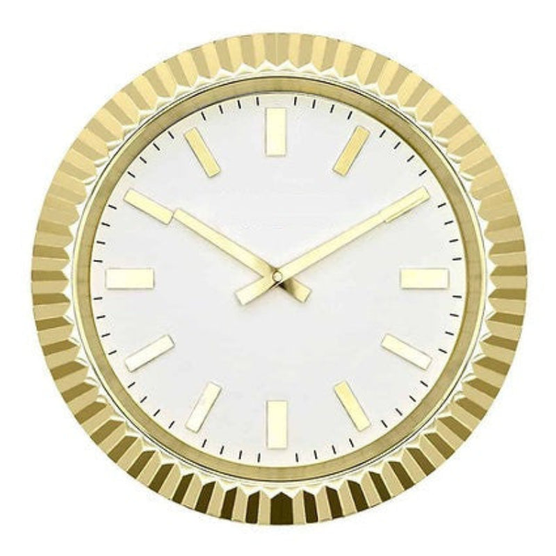 Classic Yellow Gold | Luxury Wall Clock – Gold Fluted Bezel Style