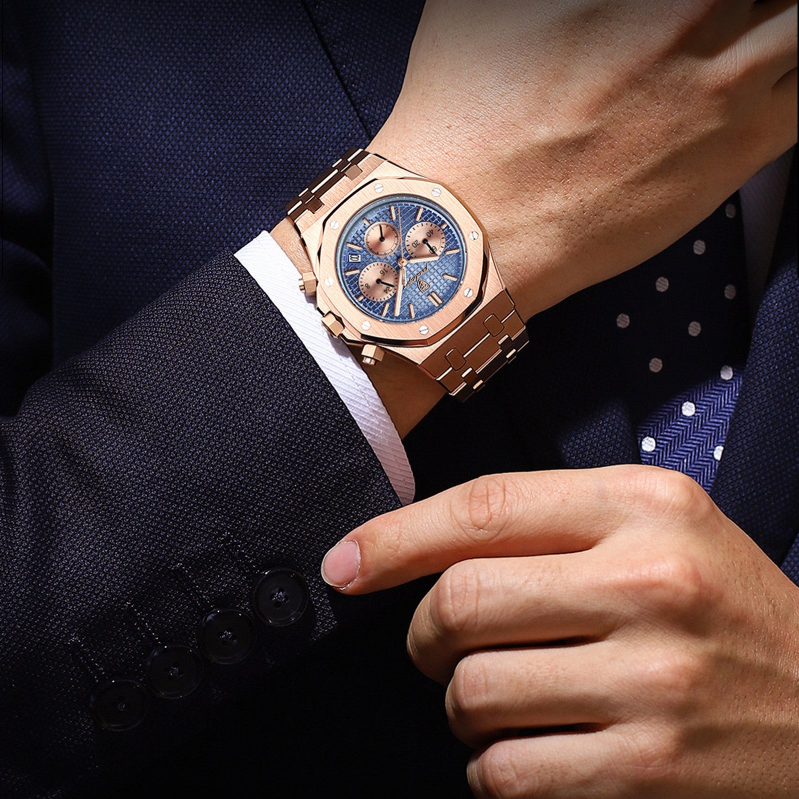 POEDAGAR AP Chrono Rose Gold | Chronograph Watch - 42mm