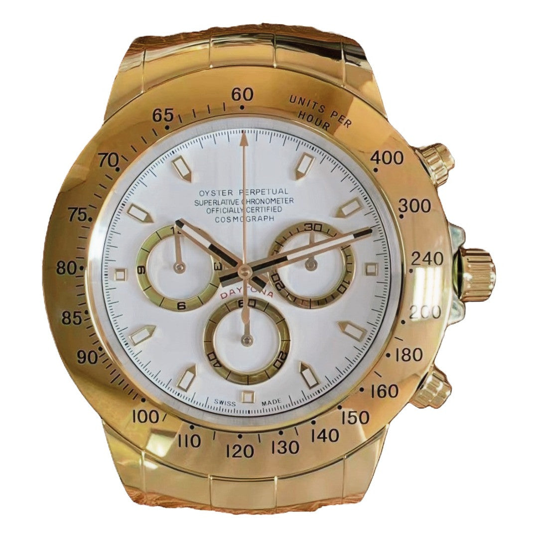 XL Daytona Style, Yellow Gold & White | Wall Clock