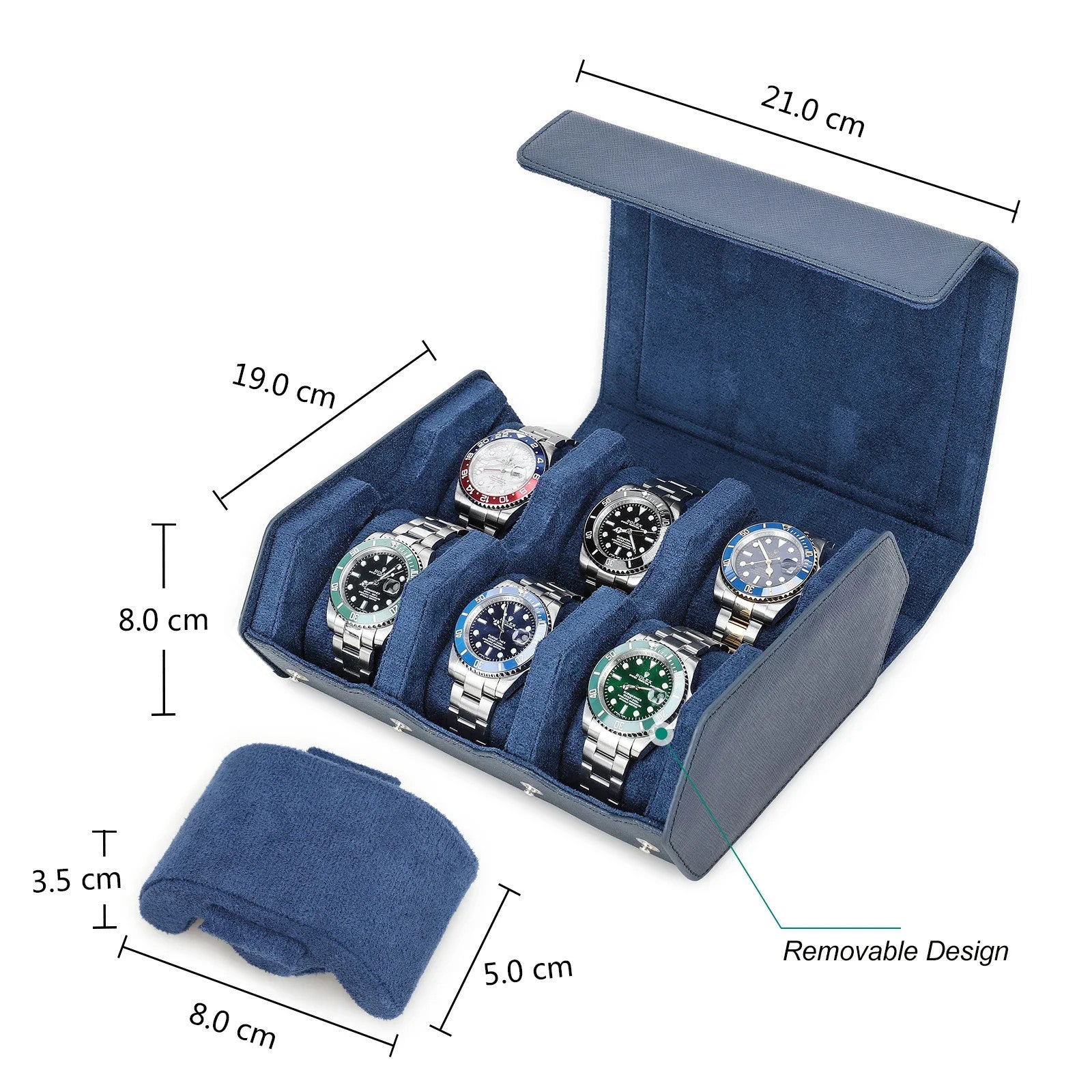 LuxOcta 6-Slot Saffiano Leather Watch Case