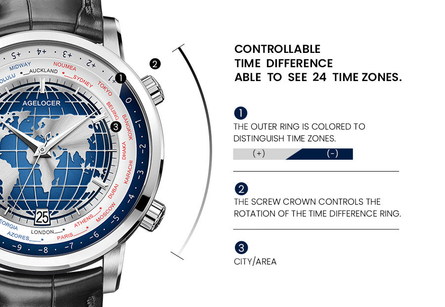 AGELOCER World Timer | Automatic Dress Watch - 42mm