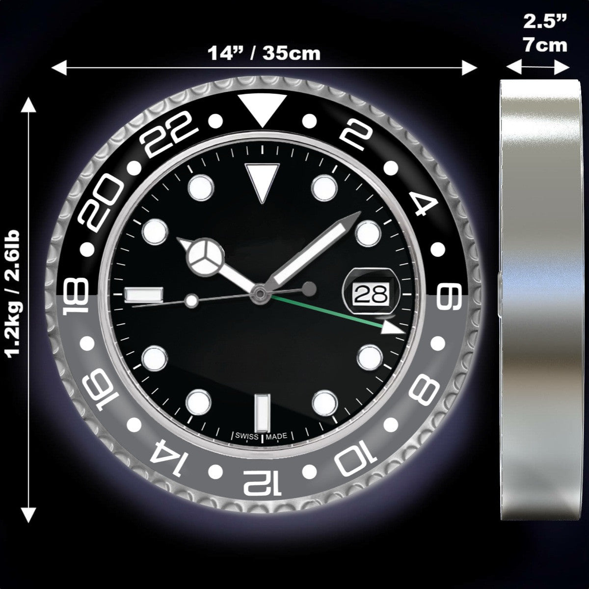 GMT Bruce Wayne Black and Grey | Wall Clock