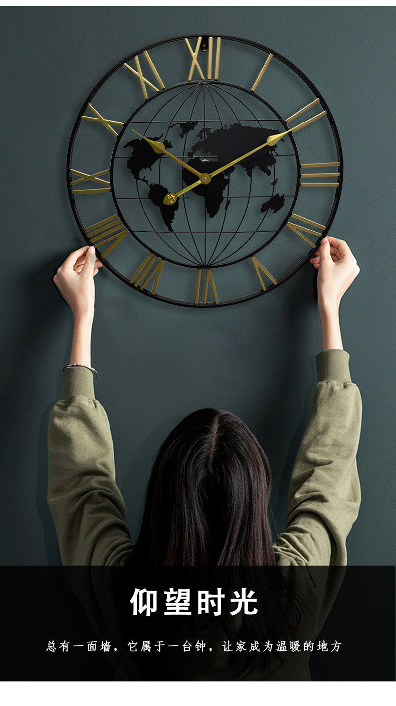 AtlasSphere Metal World Map | Wall Clock