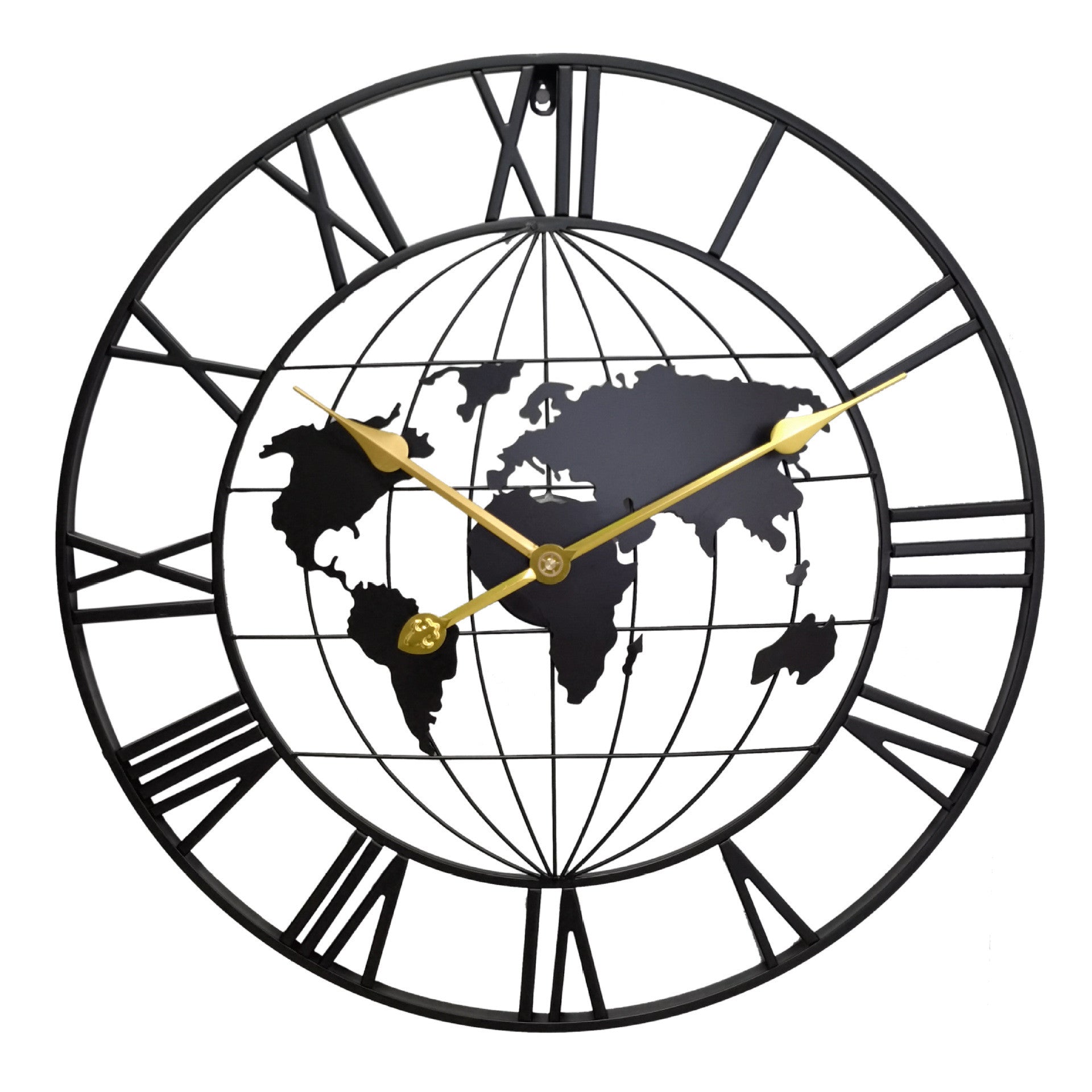 AtlasSphere Metal World Map | Wall Clock