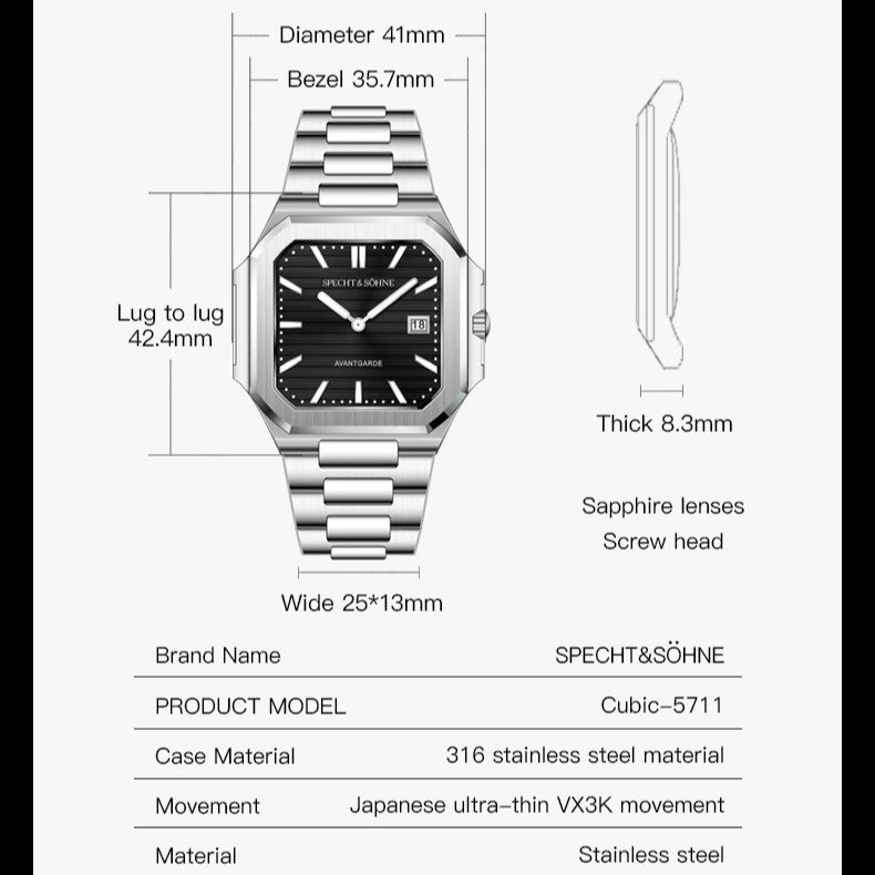 Cubitus PP Steel I Quartz Watch - 41mm