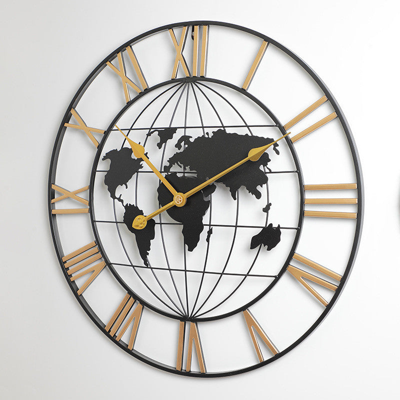 AtlasSphere Metal World Map | Wall Clock