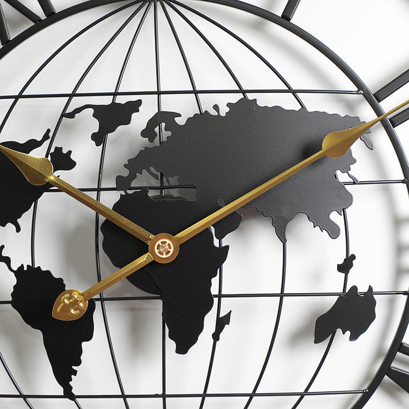 AtlasSphere Metal World Map | Wall Clock