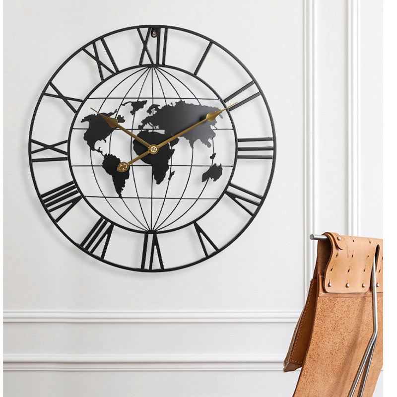 AtlasSphere Metal World Map | Wall Clock