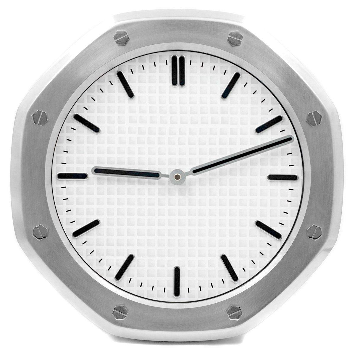 Royal Octagon Steel & White | Luxury Wall Clock – Octagon Bezel