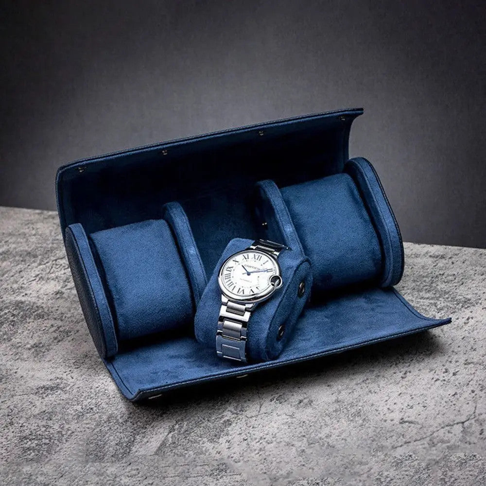 LuxeRoll Trio – Premium Leather Watch Roll