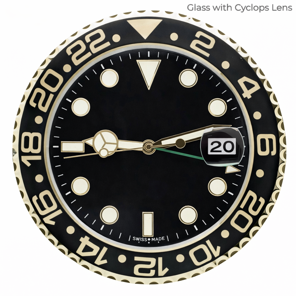 Rolex GMT gold and black wall clock cyclops