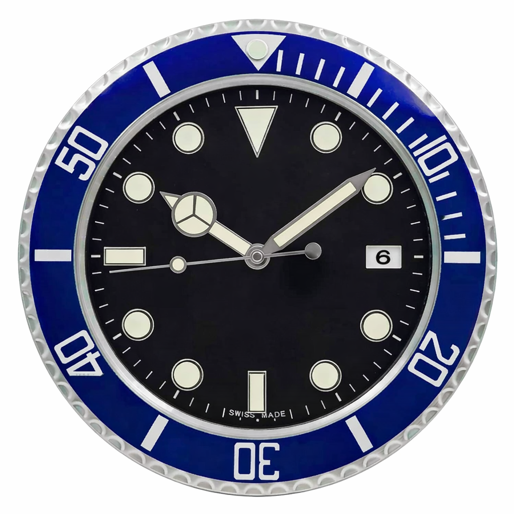 Diver Blue & Black | Luxury Wall Clock – Blue Two-Tone Style