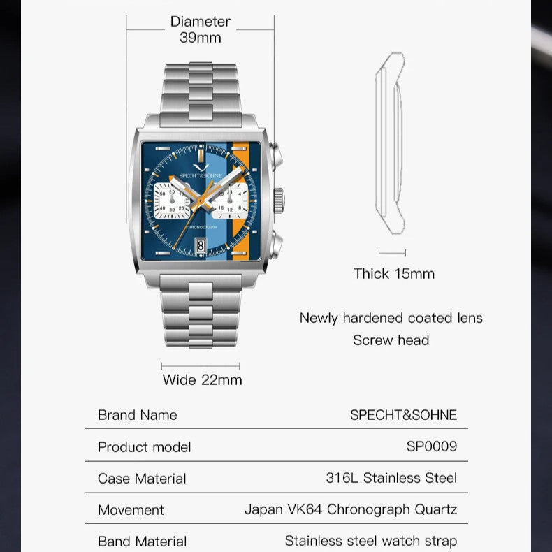 Monaco Tag Steel I Chronograph Sport Watch - 39mm