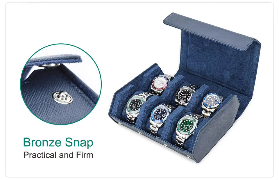 LuxOcta 6-Slot Saffiano Leather Watch Case