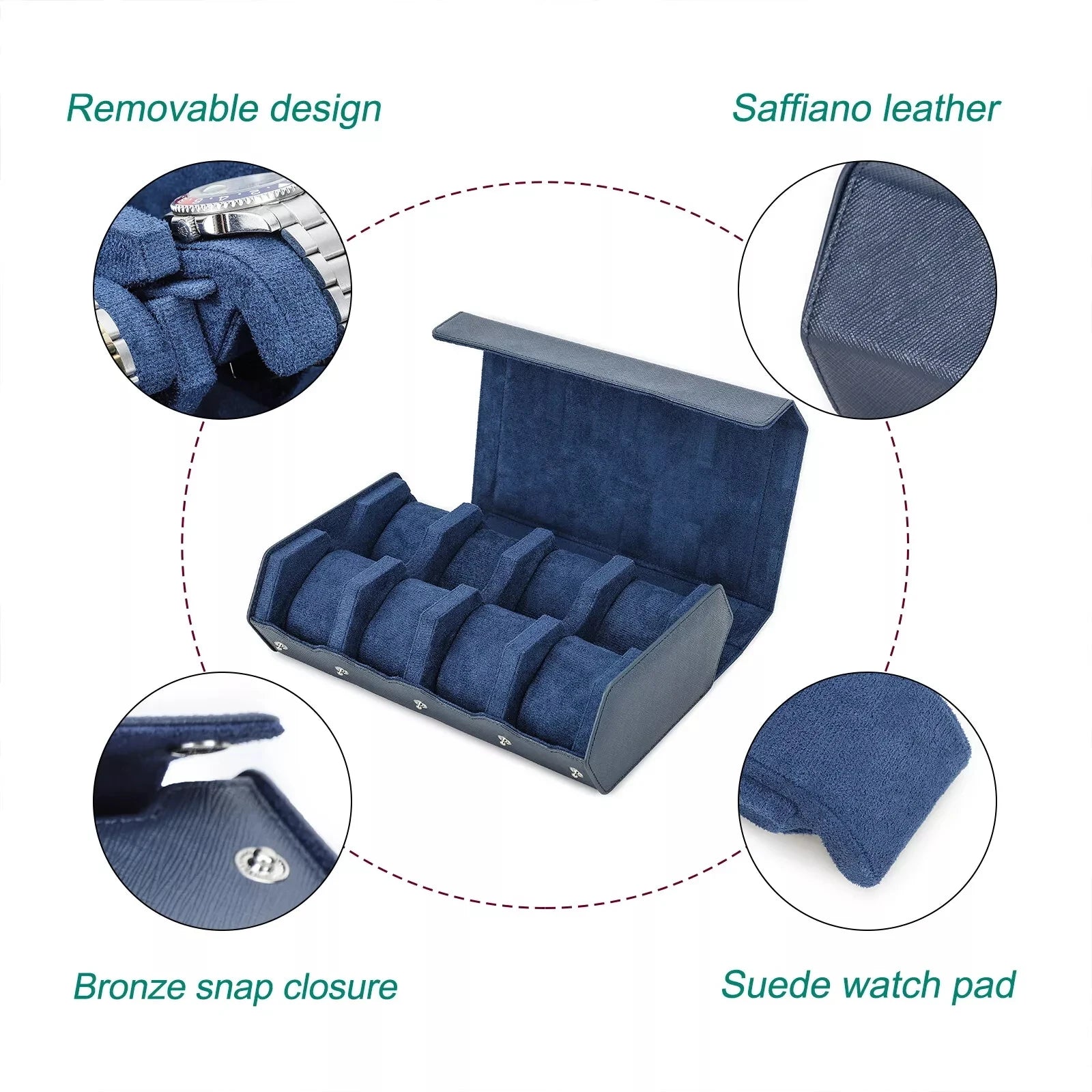 LuxOcta 8-Slot Saffiano Leather Watch Case