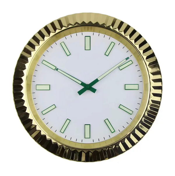 Classic Gold & Green Luminous | Luxury Wall Clock – Datejust Style | Wclocks