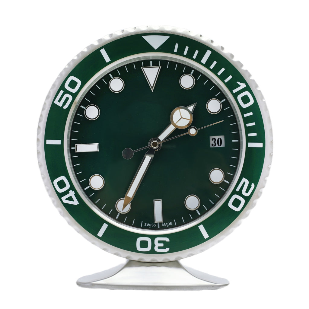 Sub-Diver Hulk Full Green Desk Clock – Submariner Style | Wclocks