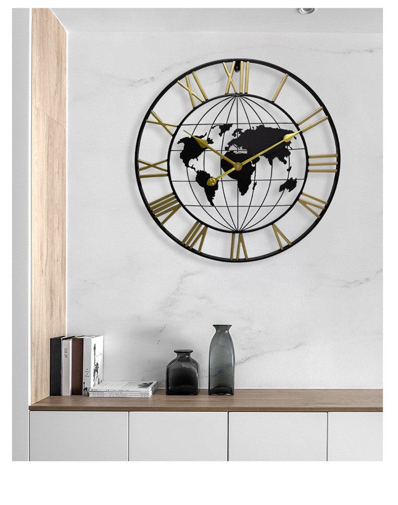 AtlasSphere Metal World Map | Wall Clock