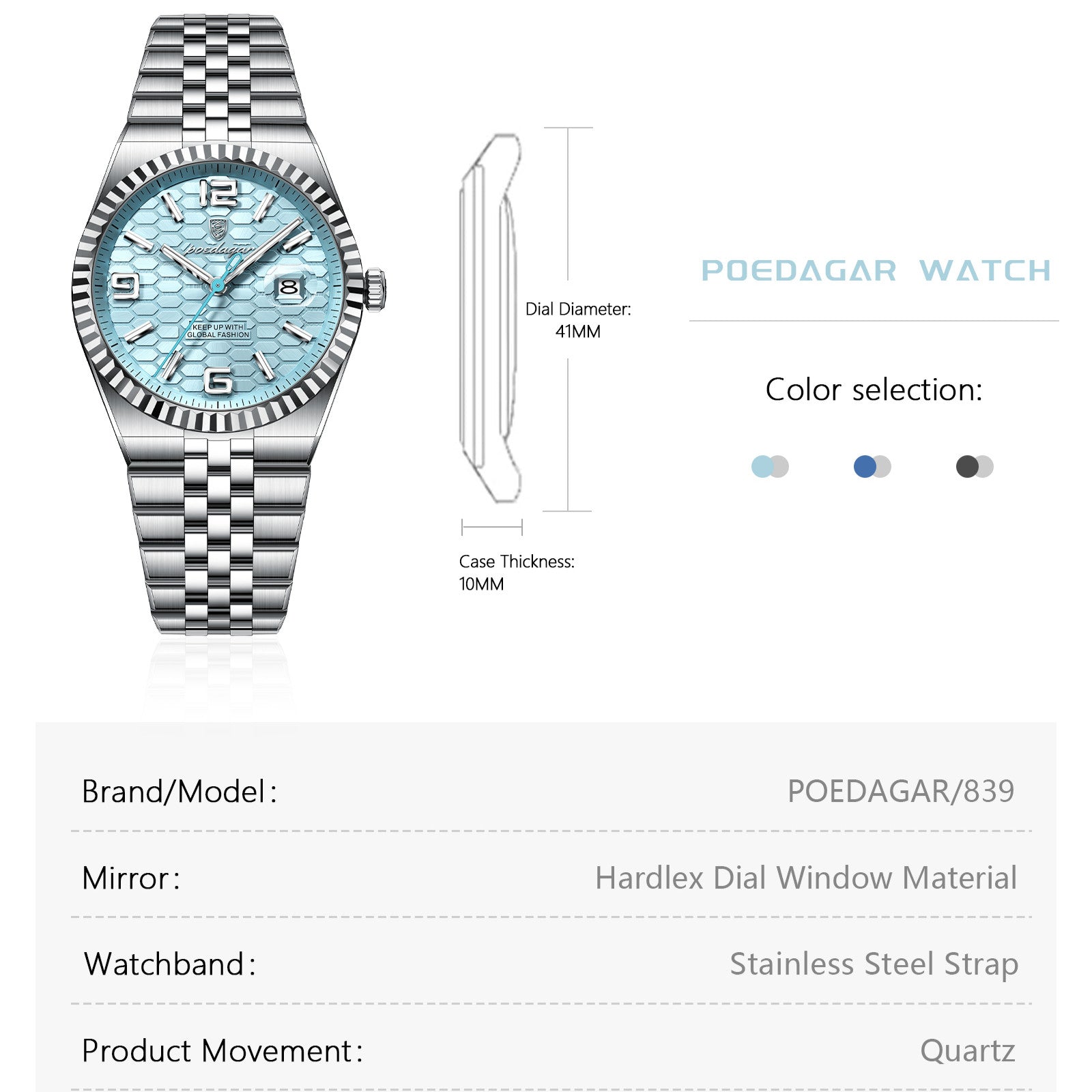 POEDAGAR Class Land | Men’s Watch - 41mm