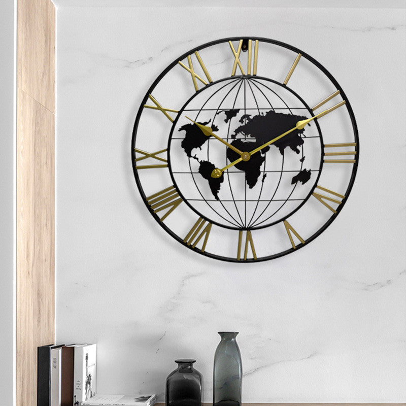 AtlasSphere Metal World Map | Wall Clock