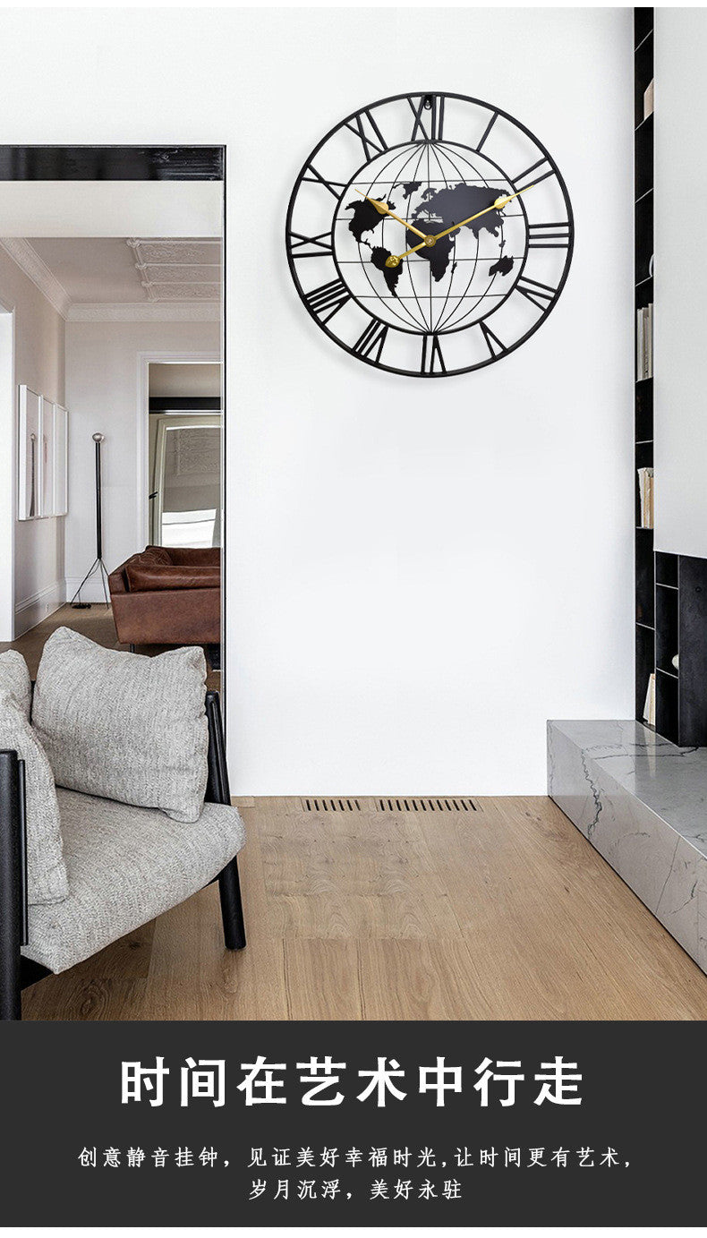 AtlasSphere Metal World Map | Wall Clock