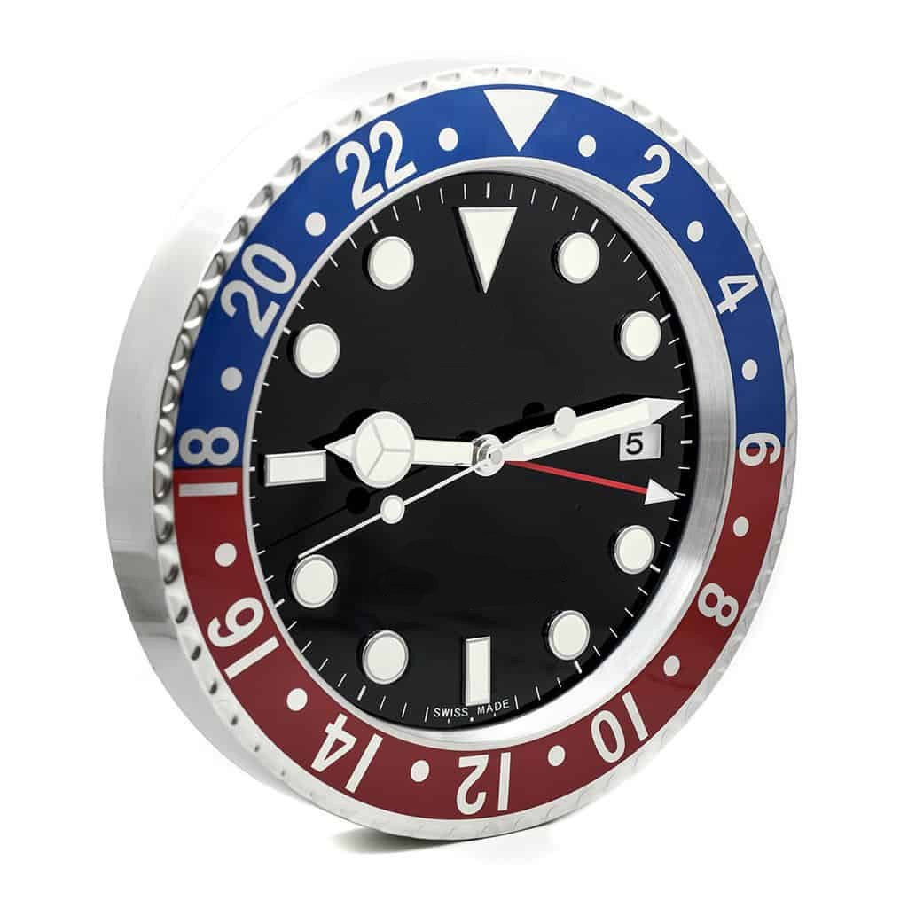 GMT Red & Blue | Luxury Wall Clock – Red & Blue Bezel Edition