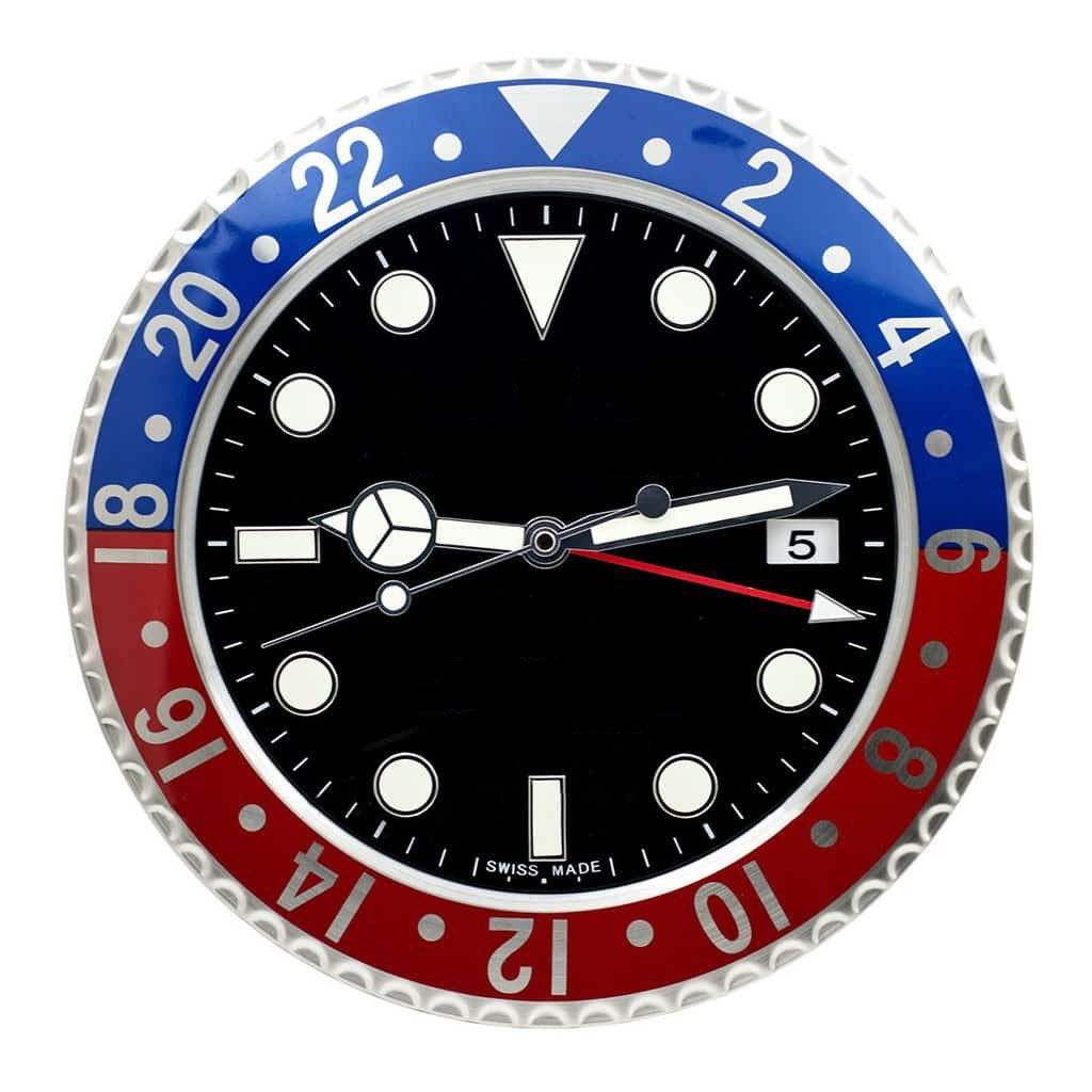 GMT Red & Blue | Luxury Wall Clock – Red & Blue Bezel Edition