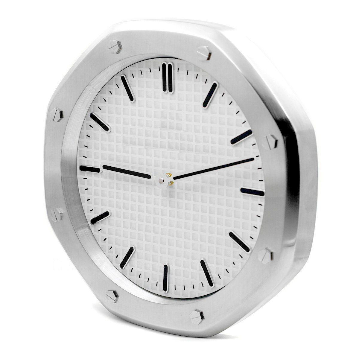 Royal Octagon Steel & White | Luxury Wall Clock – Octagon Bezel